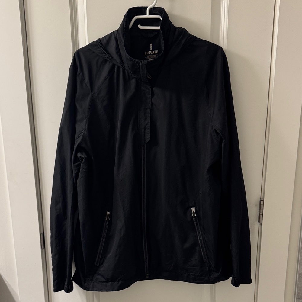Elevate Men's Black Hooded Shell Lightweight w/ Front Pockets Mesh Lined Jacket